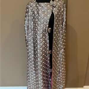 Elegant Silver and Brown Patterned Coat